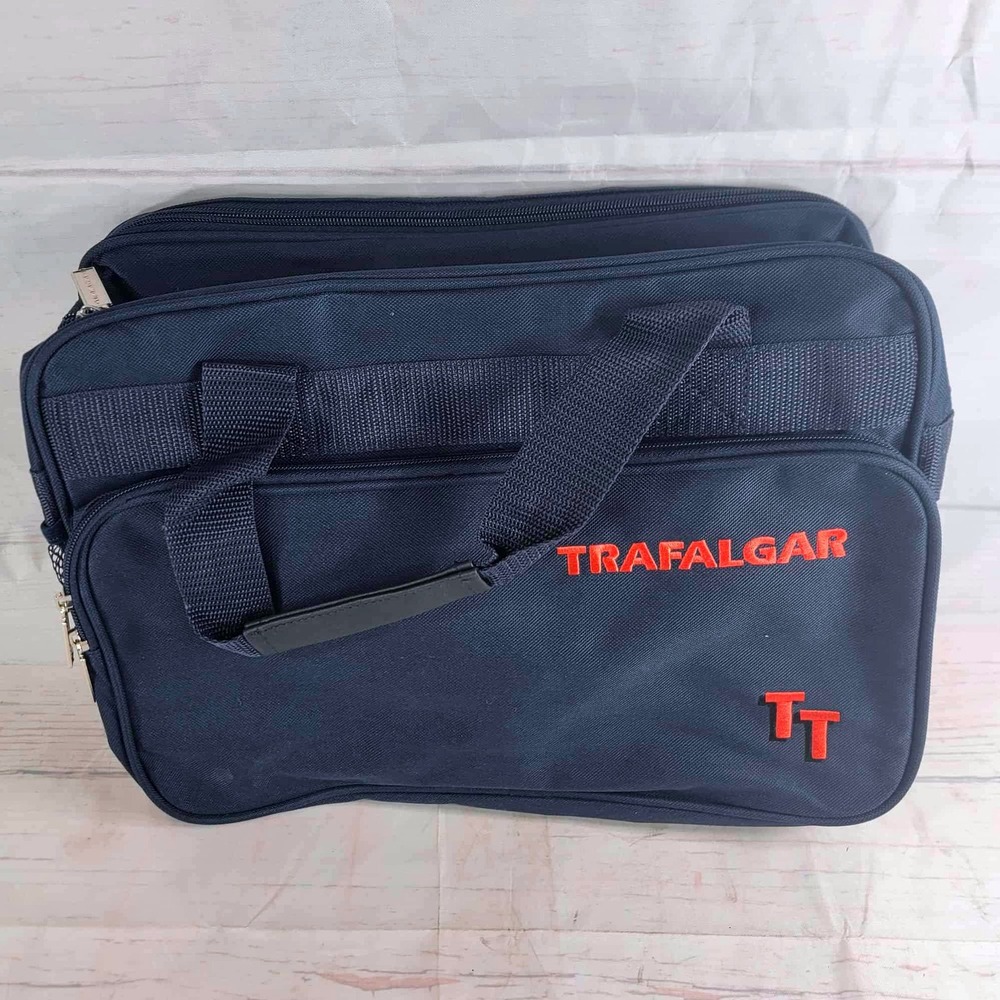 Trafalgar Navy Blue Travel Duffle Bag with Red TT‎ Logo